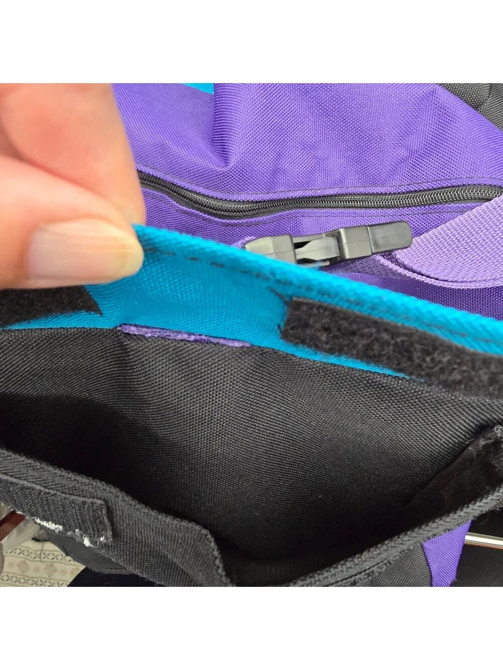 Vintage 90s Ski-Doo Pilot Snowmobile Gear Duffel Bag Color Block Teal Purple